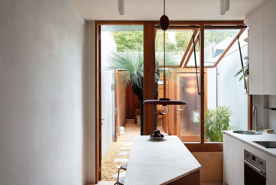 Unlike a typical terrace house, the design enables spaces to be opened up or closed off.