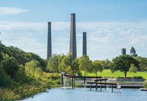 Historic brick kilns, grass-covered slopes and an innovative water re-use scheme characterize Sydney Park – a constructed ecology on a former landfill.