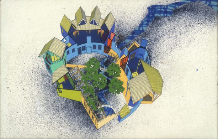 The original perspective drawings, which speak with all of the “exuberant, playful aggression” Edmond and Corrigan is renowned for.