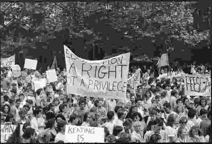 Student fees and education protests, Sydney, March 1987.