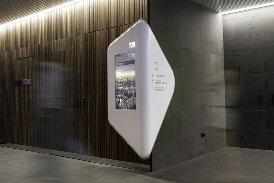 Medibank's Melbourne headquarters by Alexander Meeks of Adherettes used Corian for signs.