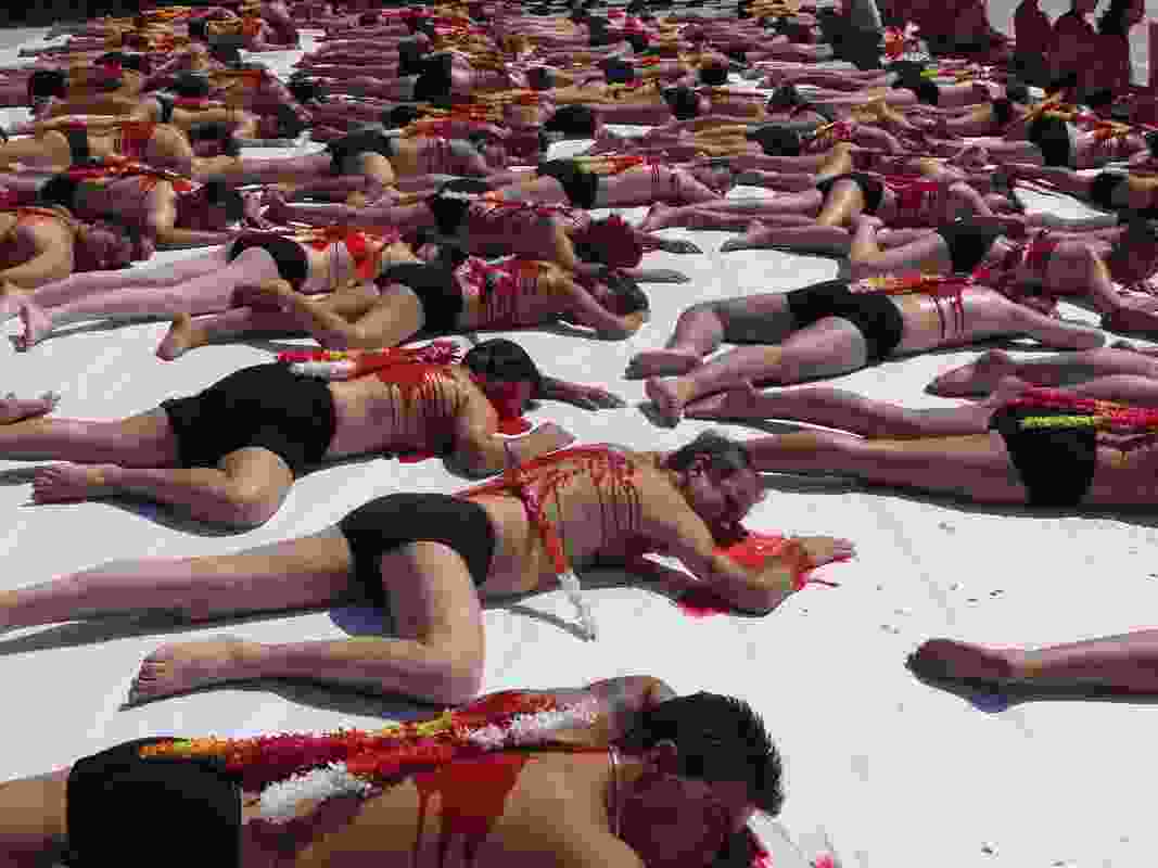 Triggering empathy: a bullfighting protest in front of the Guggenheim Museum, Bilbao, Spain, 2009.