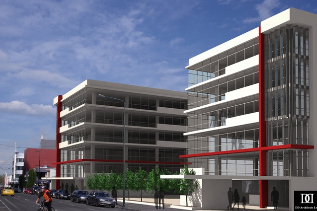 Build date – late 2012. Armagh Street development ?by DD Architects, 152–158 Armagh Street. Multi-storey commercial and retail complex.