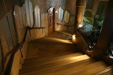 A staircase in Casa Milà, also known as La Pedrera, by Antoni Gaudi.