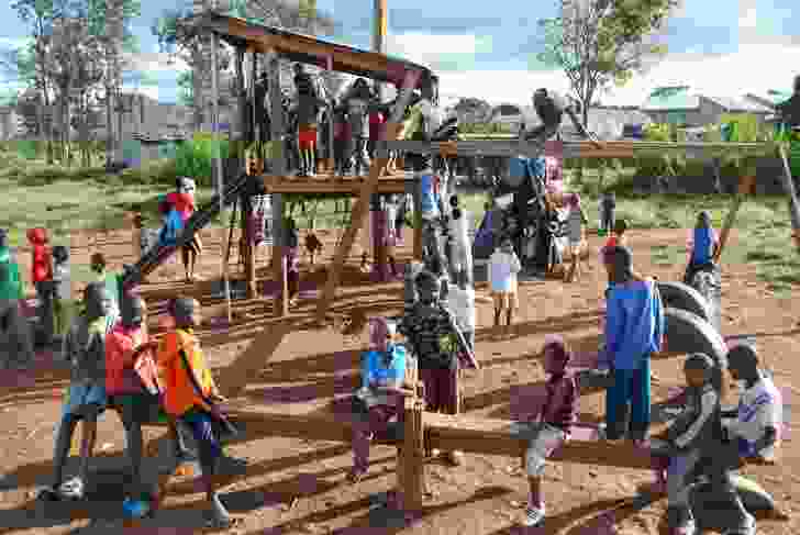 Recycled timber was used to build this playground in Kibera Public Space Project 01.