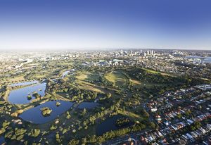 Aerial view of Centennial Park, Sydney.