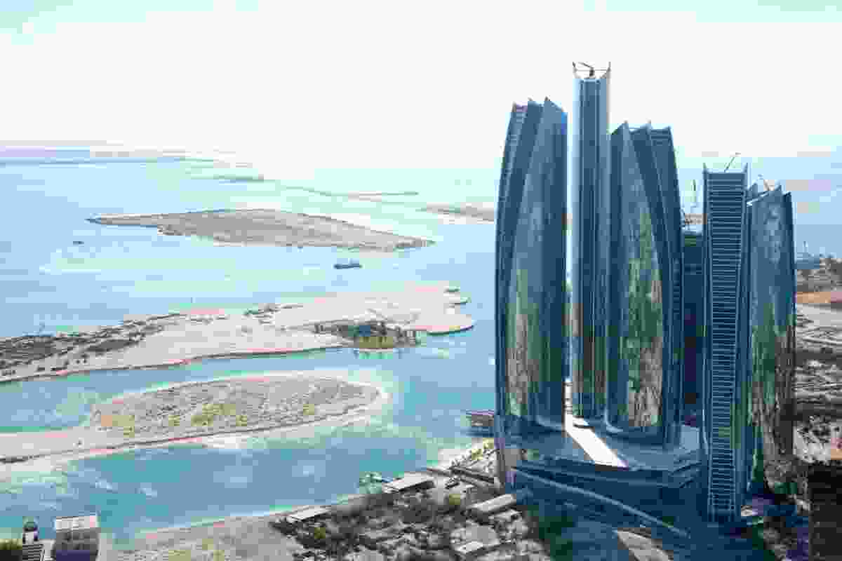 Etihad Towers in Abu Dhabi, by DBI Design.