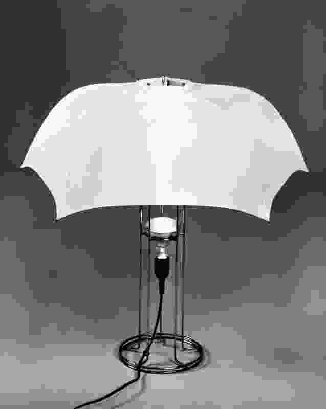 The Umbrella lamp (1973) is made from a standard nylon umbrella hood mounted on a wire frame.