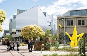The new university buildings are stitched into a precinct already containing the Queen Victoria Art Gallery and Museum, the Launceston Tramway Museum, cafes and sports grounds. Artwork: David Hamilton