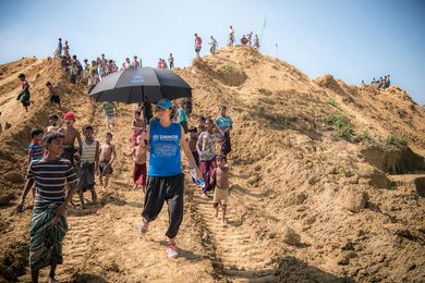 Phoebe Goodwin at the Balukhali refugee camp in Cox's Bazar, Bangladesh.