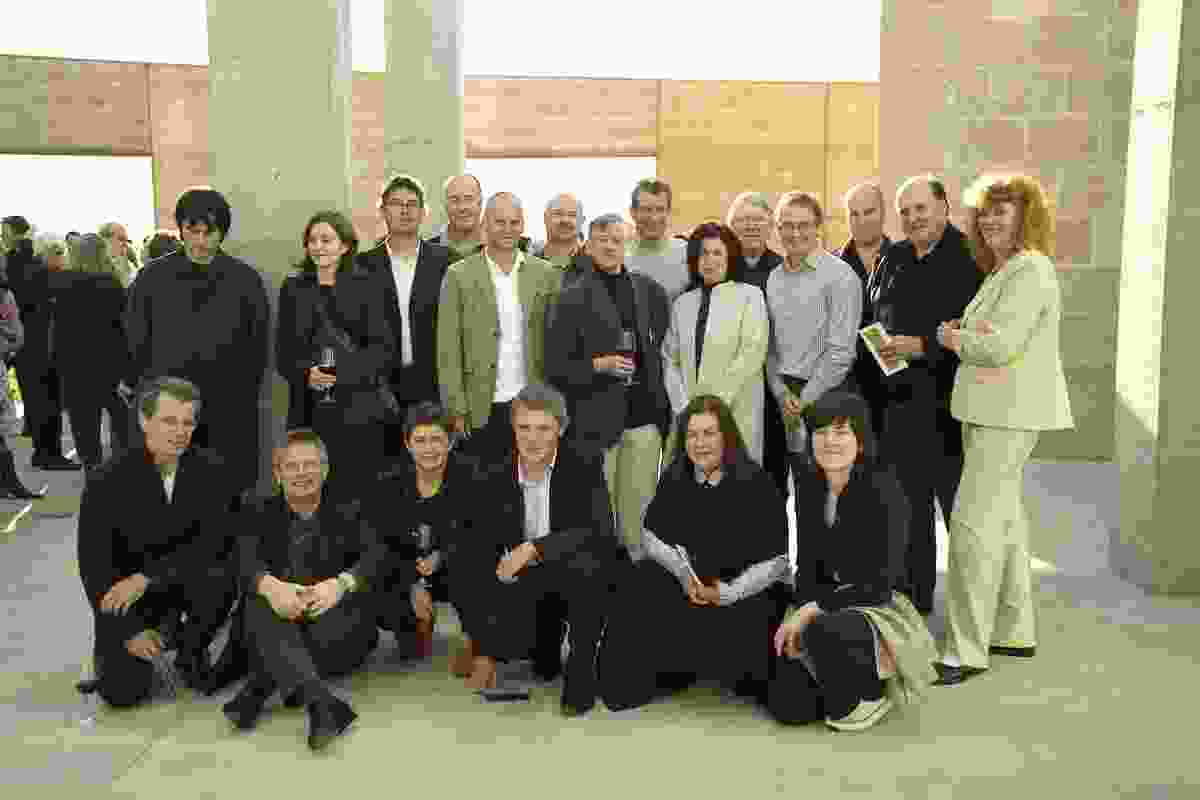 Allan Powell and a group of architects at the Tarrawarra Museum of Art (2003).