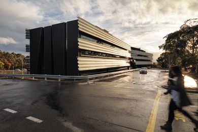 The long, low Science and Engineering Building forms a bracket at the southern edge of the university’s Mt Helen campus in Ballarat.