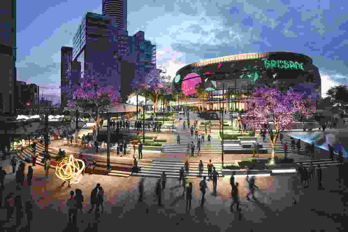 Concept images for Brisbane Live by Archipelago, Woods Bagot and Populous.