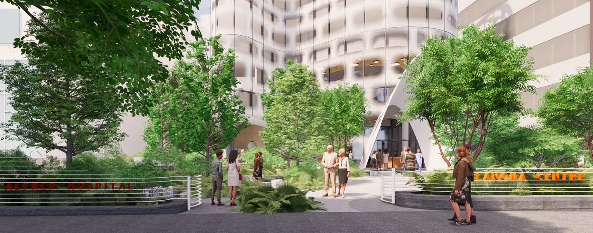 The Victorian Melanoma and Clinical Trials Centre by Lyons, with landscape architecture by Rush Wright Associates.