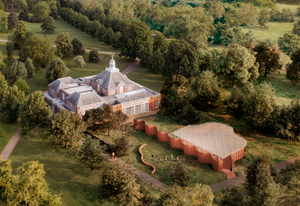 Serpentine Pavilion 2026, A Serpentine, designed by Isabel Abascal and Alessandro Arienzo of Lanza Atelier. Pictured: design render, aerial view.