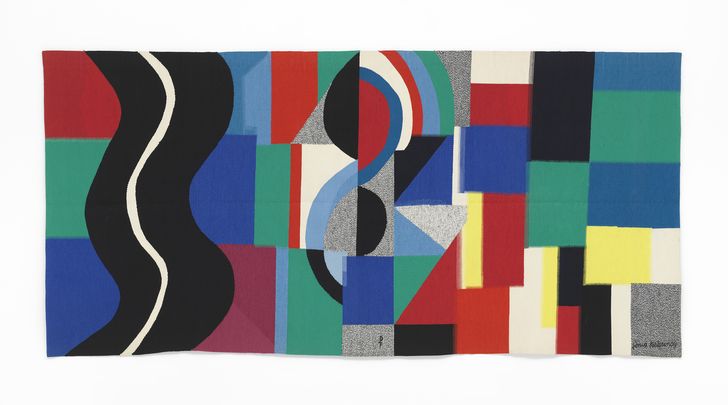 Sonia Delaunay, born Gradiesk, Russia 1885, died Paris 1979,  Les Atelier Pinton,  weaver, established 1867, Black serpent (Serpent noir), 1971, Aubusson, France wool, 148.0 x 311.0 cm (work); James and Diana Ramsay Fund 2021, Art Gallery of South Australia, Adelaide © Pracusa.