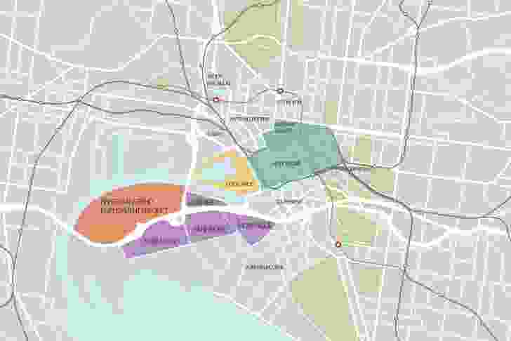 Overall map of the development of Fishermans Bend.