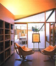 Looking from the retreat into the bedroom courtyard.