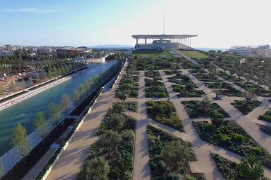 New York-based studio Deborah Nevins and Associates with the Renzo Piano Building Workshop designed a forty-acre park as part of the Stavros Niarchos Foundation Cultural Centre in Athens.