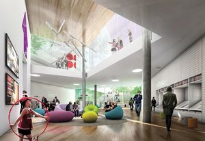 Green Square Library and Plaza by Stewart Hollenstein and Colin Stewart Architects.