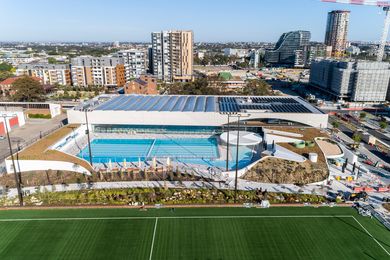 Gunyama Park Aquatic and Recreation Centre by Andrew Burges Architects with Grimshaw and Taylor Cullity Lethlean.
