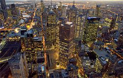 Aerial view of Melbourne, one of the series of city-scapes.