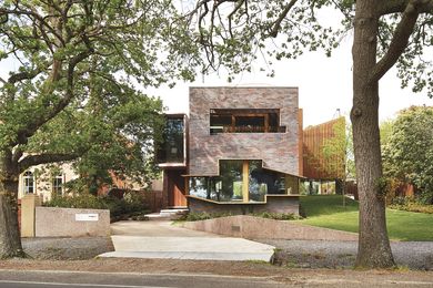 On the street elevation of the Lake Wendouree House, a highly figurative window forms an abstracted outline of the landscape and lake.