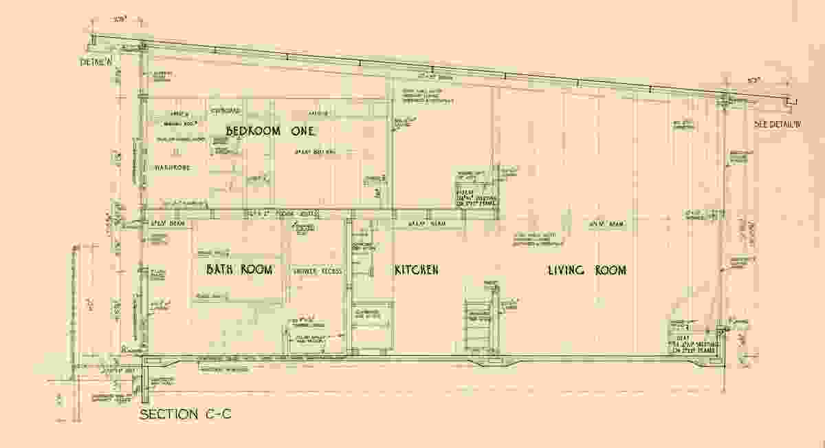 Section drawing of Wilson Beach House by John Railton.