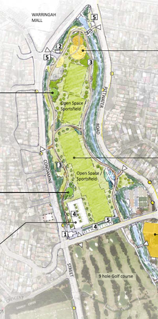 A plan from the Northern Beaches Sportsground Strategy showing how the northern section of the Warringah Golf Course would be converted for use as a public park.