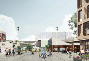 A new public space between Mann Street, the railway line and the hospital in Gosford's north.