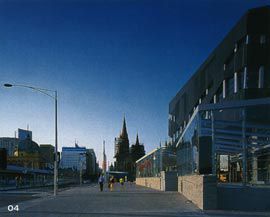 View along St Kilda Road, with the “Neo-Pub” to the right and St Paul’s in the distance. Image: Trevor Mein.