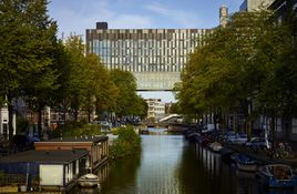 Looking along the canal at the University of Amsterdam