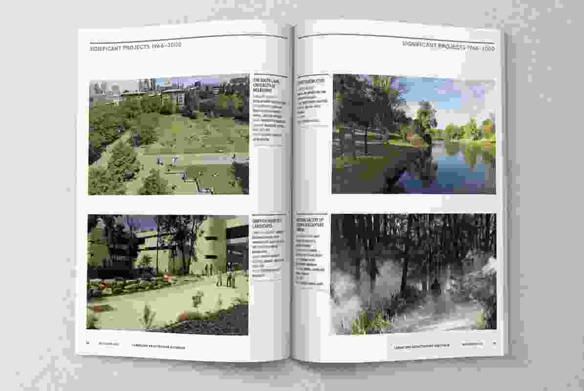 A spread from LAA 152: 50 Years of Australian Landscape Architecture.