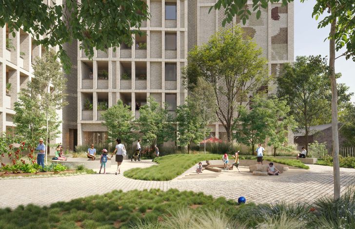 The winning scheme aims to "do less with more," wrapping a central garden and the site's existing trees.