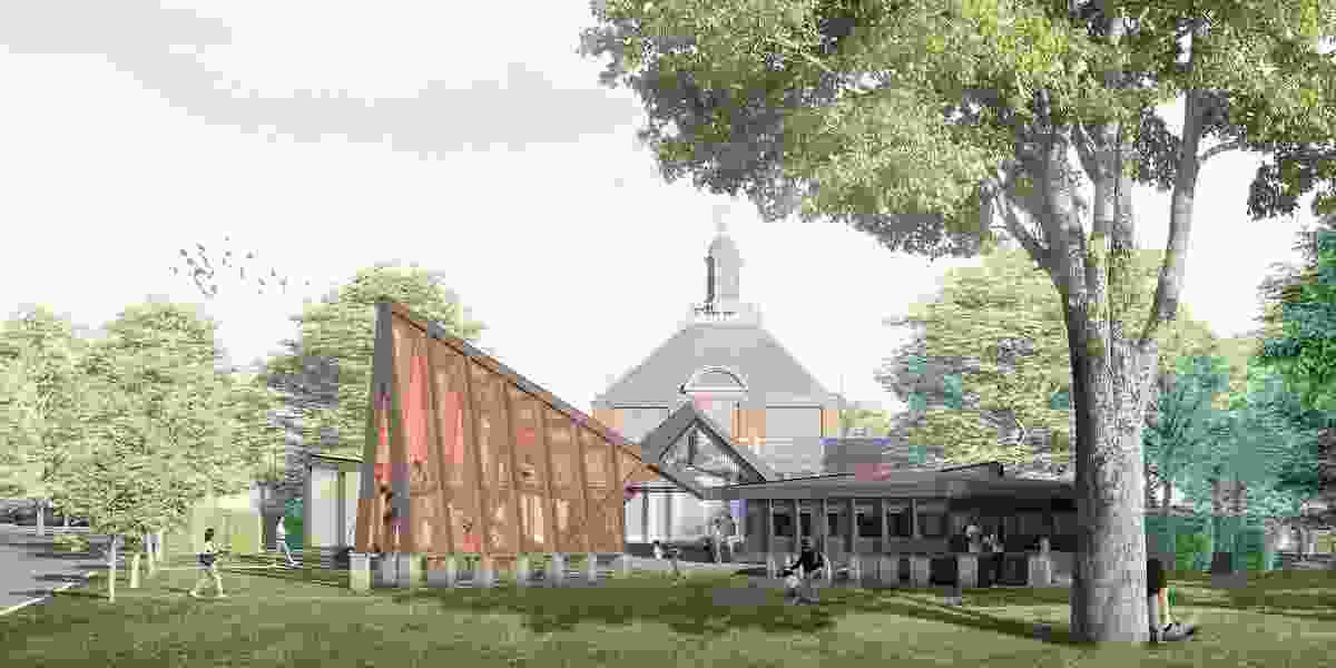 Serpentine Pavilion 2024 designed by Minsuk Cho, Mass Studies. Design render, exterior view. Photo © Mass Studies.