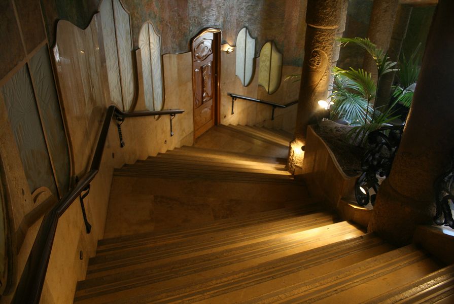 A staircase in Casa Milà, also known as La Pedrera, by Antoni Gaudi.