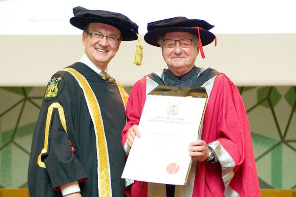 RMIT Chancellor Dr Ziggy Switkowski (left) and Dr James Sinatra (right).