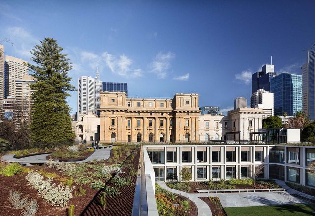 Parliament of Victoria Members' Annexe by Peter Elliott Architecture and Urban Design, winner of the Allan and Beth Coldicutt Award for Sustainable Architecture at the 2019 Victorian Architecture Awards.