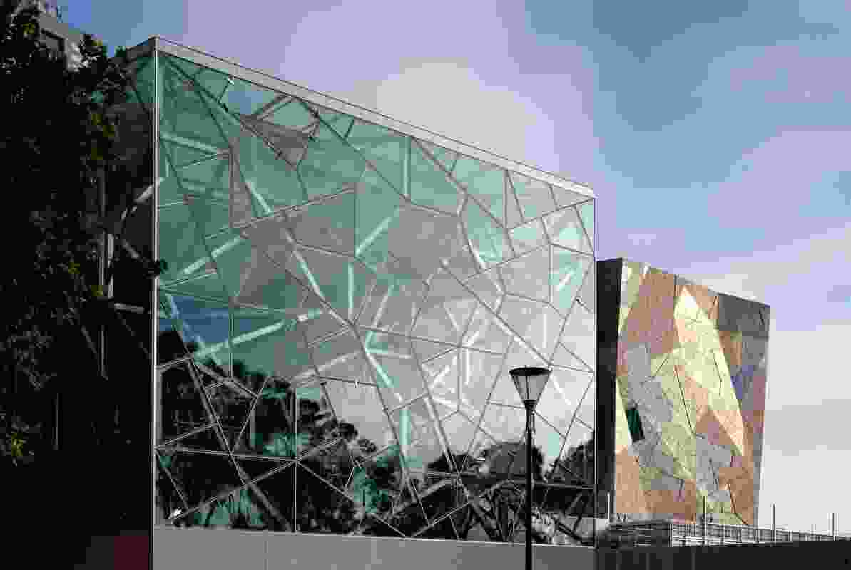 The south facades of Federation Square by Lab Architecture Studio and Bates Smart.