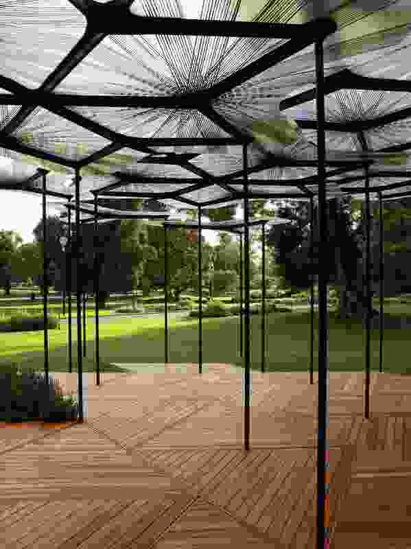 The 2015 MPavilion by AL_A (Amanda Levete), conceived as a figurative tree canopy.