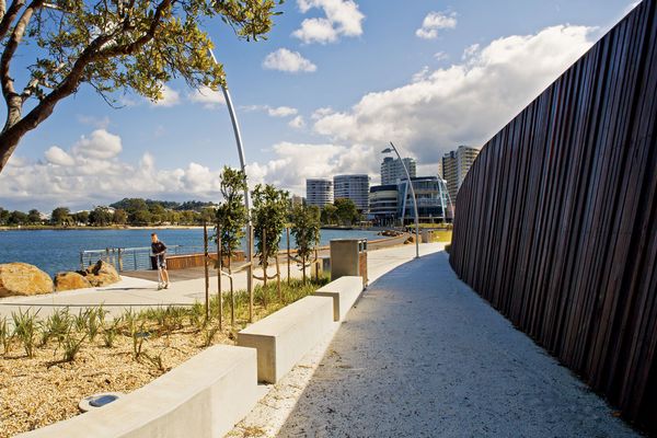 This story wall, one of four at Jack Evans Boat Harbour, will contain indigenous artwork and information panels.