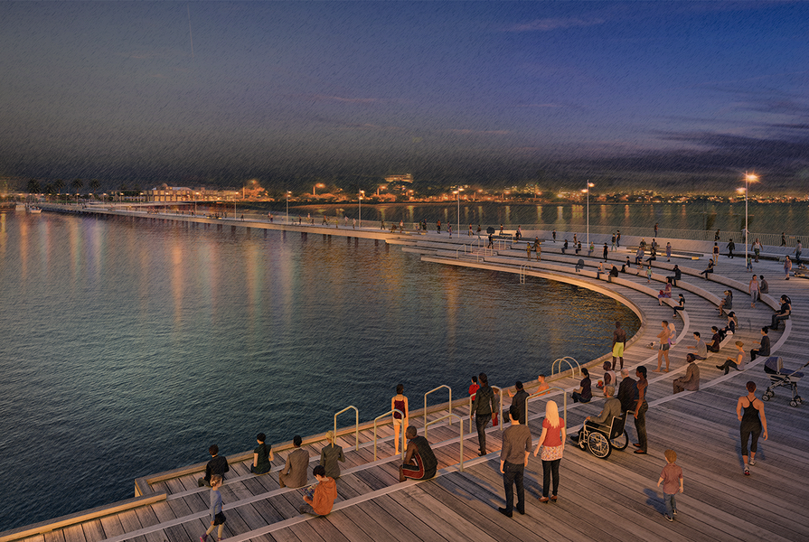 The new pier features a curved design across a 400-metre length of crafted Australian timber.