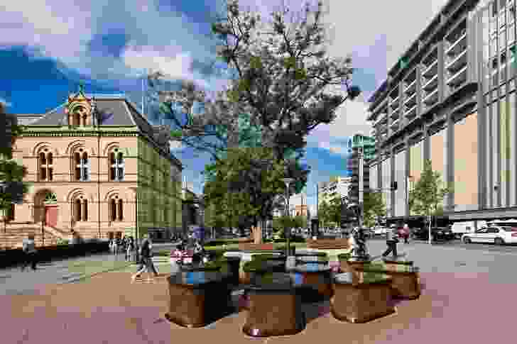 Public artwork by Hossien and Angela Valamanesh, North Terrace, Adelaide.