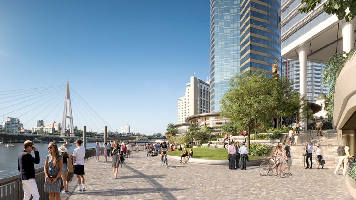 Waterfront Brisbane توسط FJMT (اکنون FJC Studio) و Arkhefield طراحی شده است.