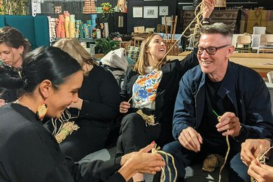 The team at John Wardle Architects came together in various ways during the creation of the practice’s RAP, including at a weaving workshop with Aboriginal contemporary weaver Tegan Murdock.