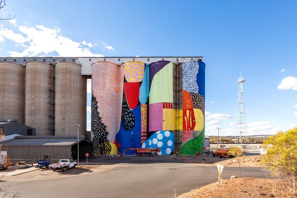 American artists HENSE (Alex Brewer) painted this mural on a grain silo in Avon in 2015. 