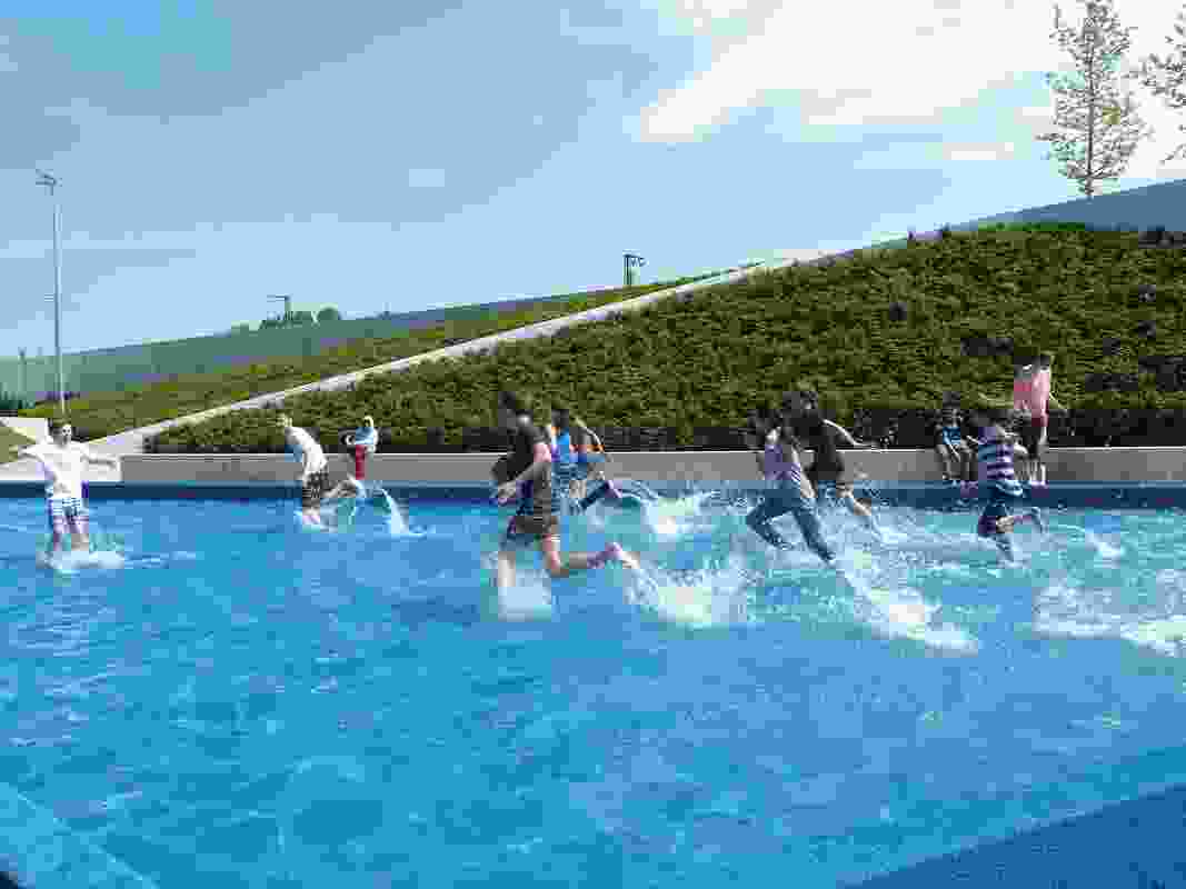 Topotek 1 designed an Aqua Soccer field for the 2013 International Garden Show in Hamburg.