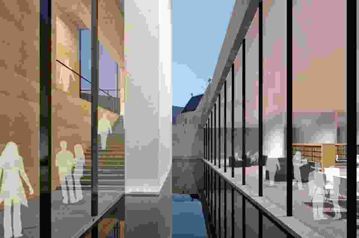 Kerry Hill Architects scheme: View through library entry.