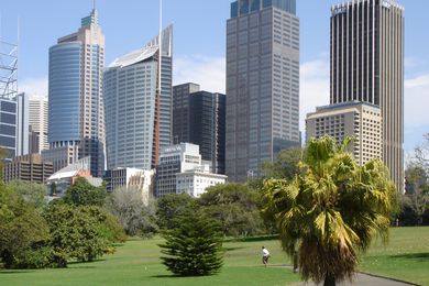  Botanical Gardens looking out toward city of Sydney, Australia  by phototram, licensed under  CC BY 2.0 