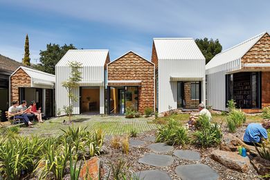 The Tower House is a series of small, interconnected structures that wrap around a central courtyard.